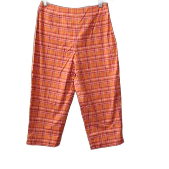 Telluride Women’s Bright Orange Plaid Capri Pants Size 10 NWT Y2K Streetwear - Picture 1 of 13